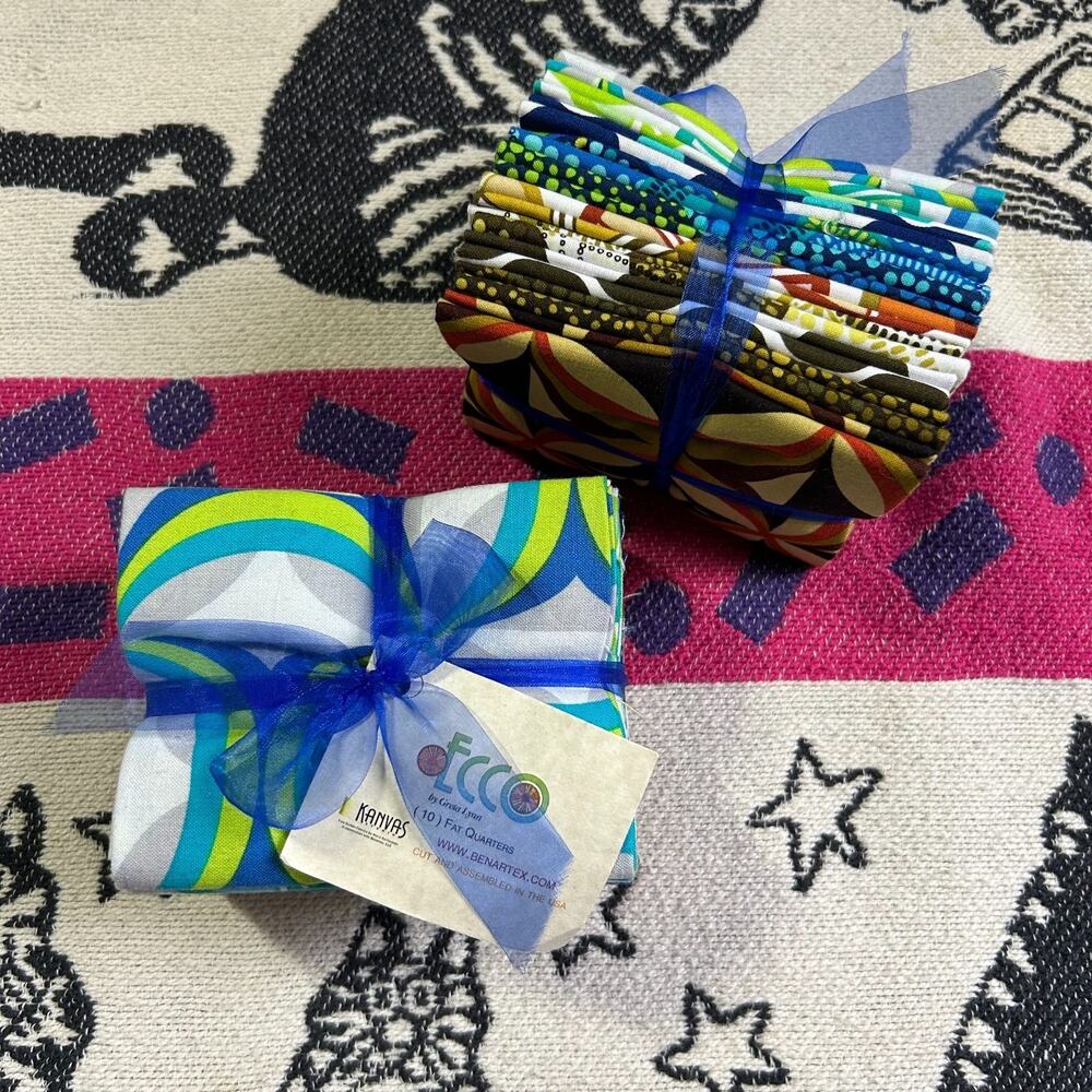 Greta Lynn Quilting Fabric 10 Fat Quarters Bundle Set of 2 Abstract Print